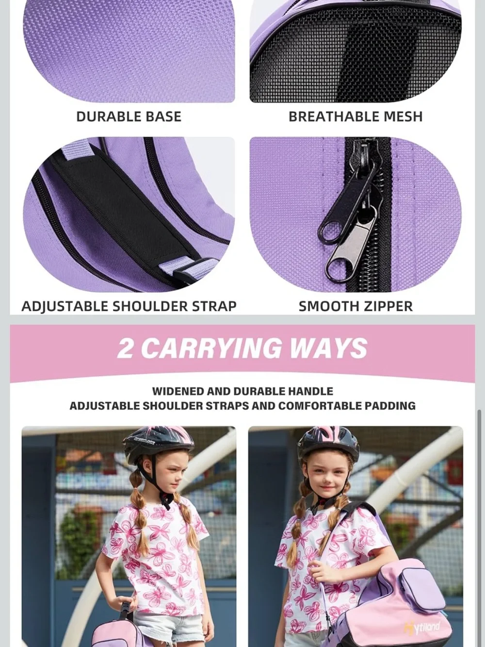 Pink & Purple Triple Skate Bag - Youth Storage Carrier